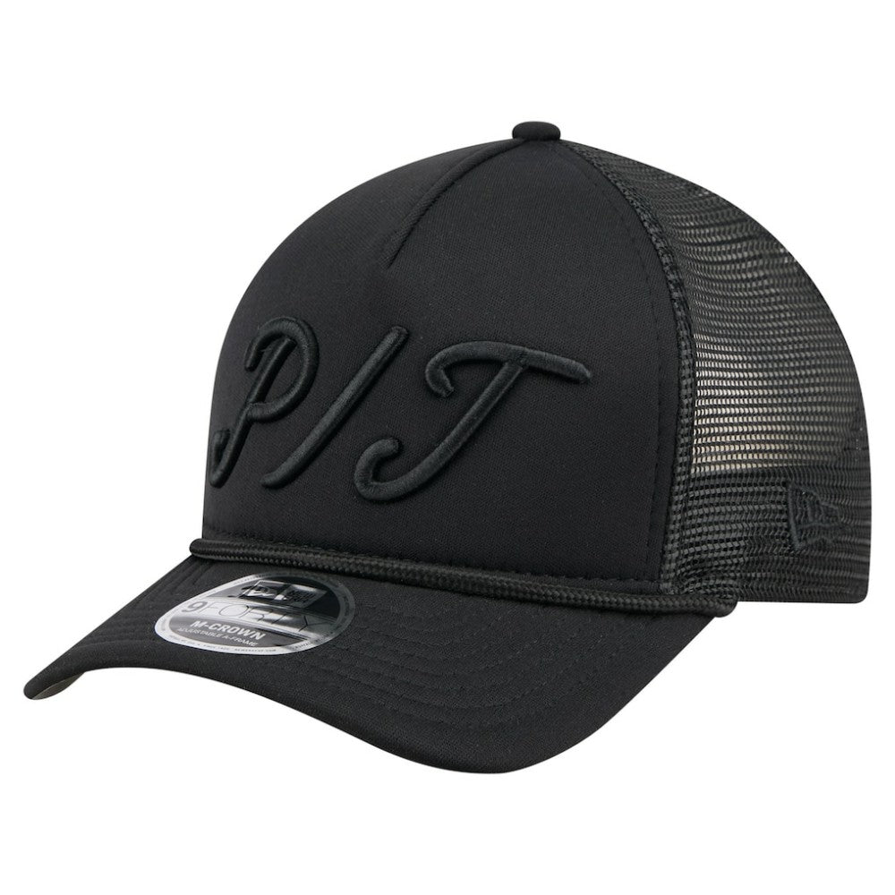 Pittsburgh Pirates New Era City Initial 9FORTY A-Frame M-Crown Adjustable Trucker Hat - Black - New Era Lifestyle