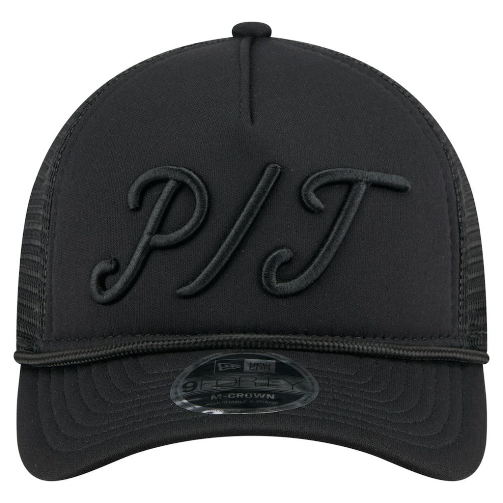 Pittsburgh Pirates New Era City Initial 9FORTY A-Frame M-Crown Adjustable Trucker Hat - Black - New Era Lifestyle