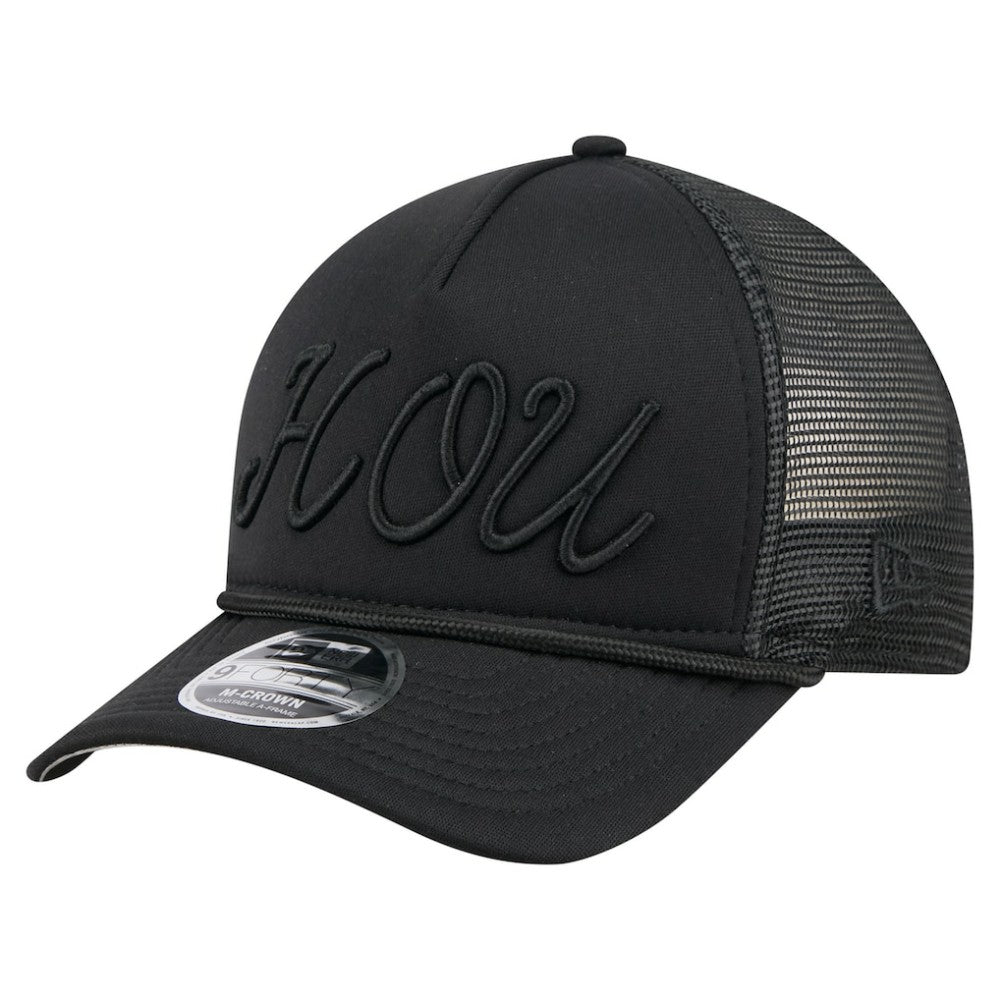 Houston Astros New Era City Initial 9FORTY A-Frame M-Crown Adjustable Trucker Hat - Black - New Era on Sale