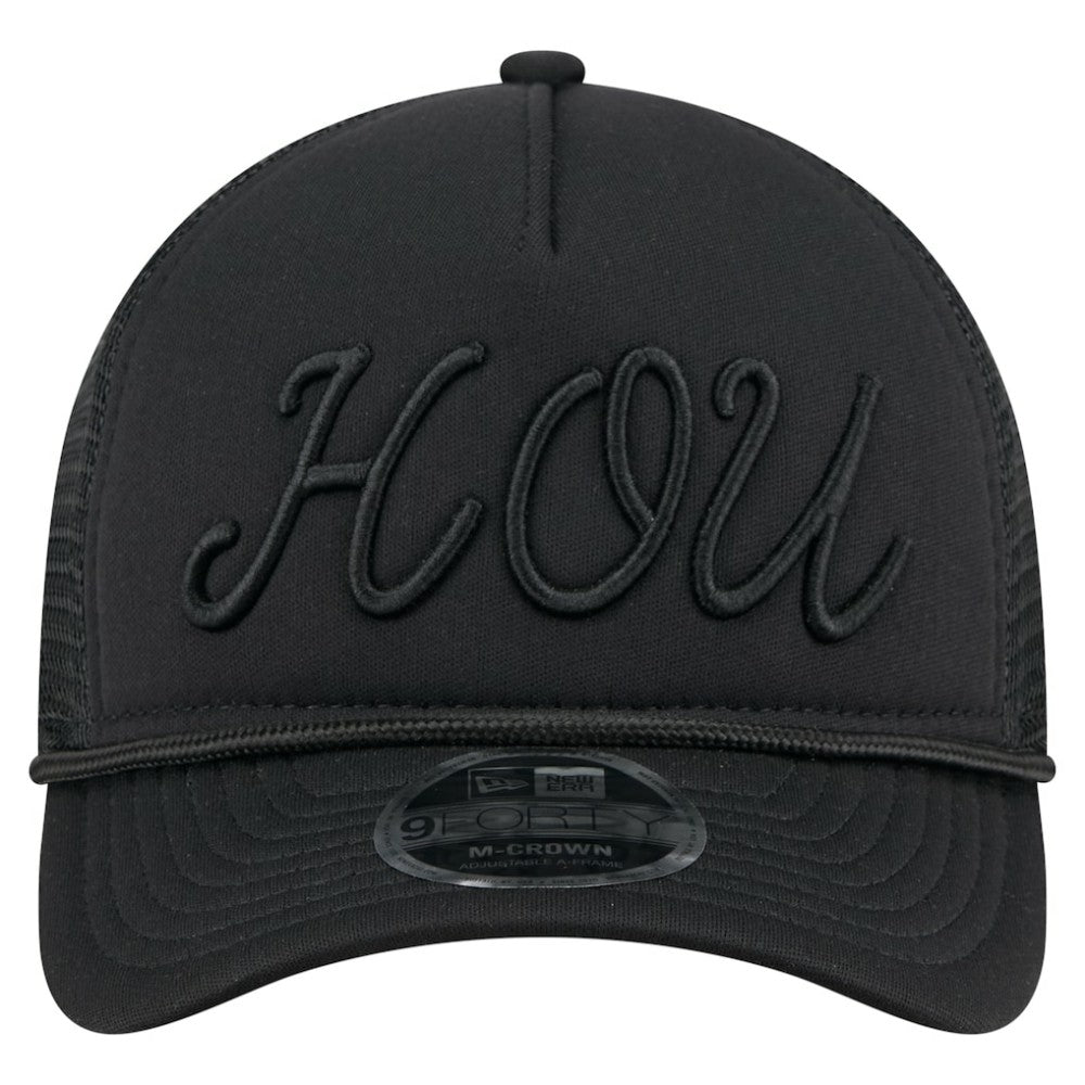 Houston Astros New Era City Initial 9FORTY A-Frame M-Crown Adjustable Trucker Hat - Black - New Era on Sale