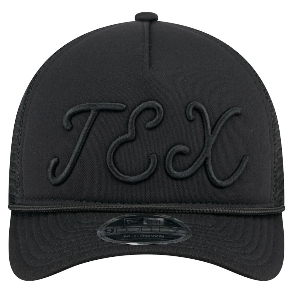 Texas Rangers New Era City Initial 9FORTY A-Frame M-Crown Adjustable Trucker Hat - Black - New Era Sale