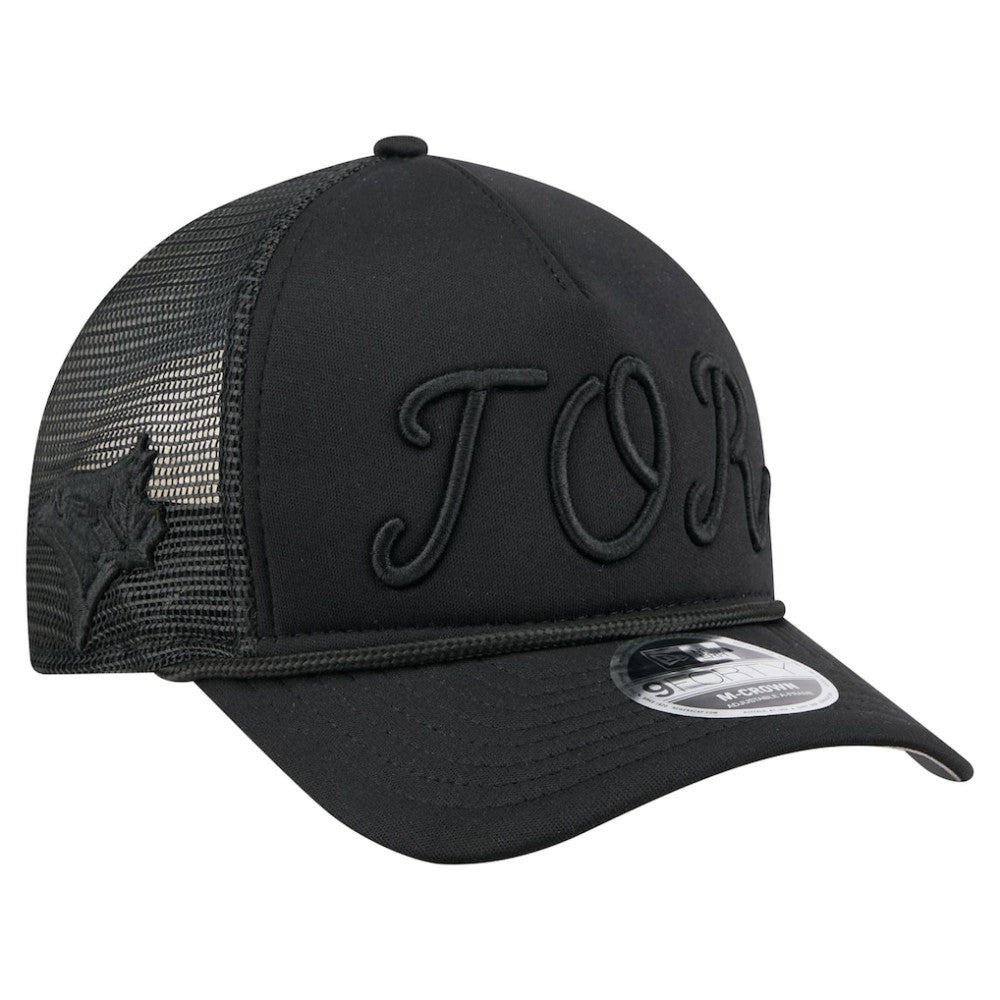 Toronto Blue Jays New Era City Initial 9FORTY A-Frame M-Crown Adjustable Trucker Hat - Black - New Era Lifestyle