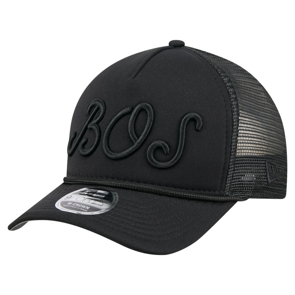 Boston Red Sox New Era City Initial 9FORTY A-Frame M-Crown Adjustable Trucker Hat - Black - New Era Discount
