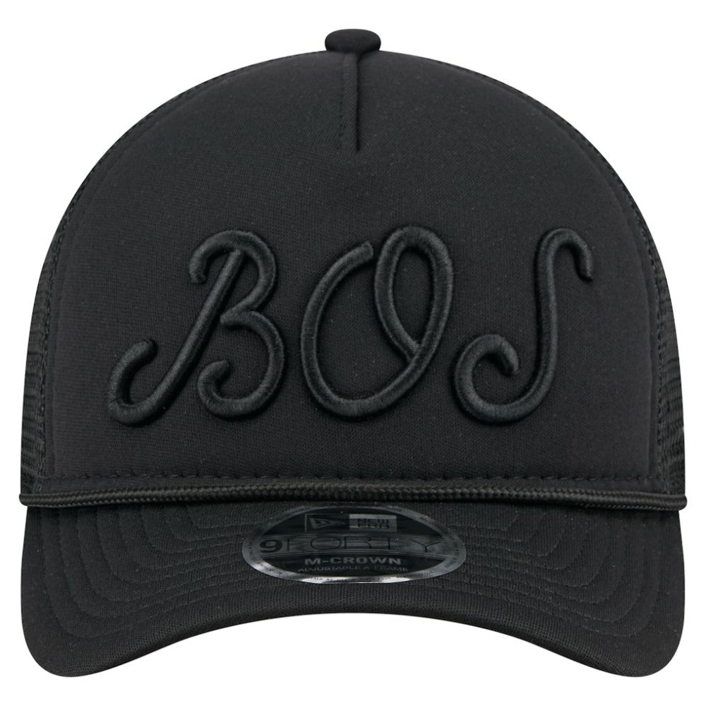 Boston Red Sox New Era City Initial 9FORTY A-Frame M-Crown Adjustable Trucker Hat - Black - New Era Discount