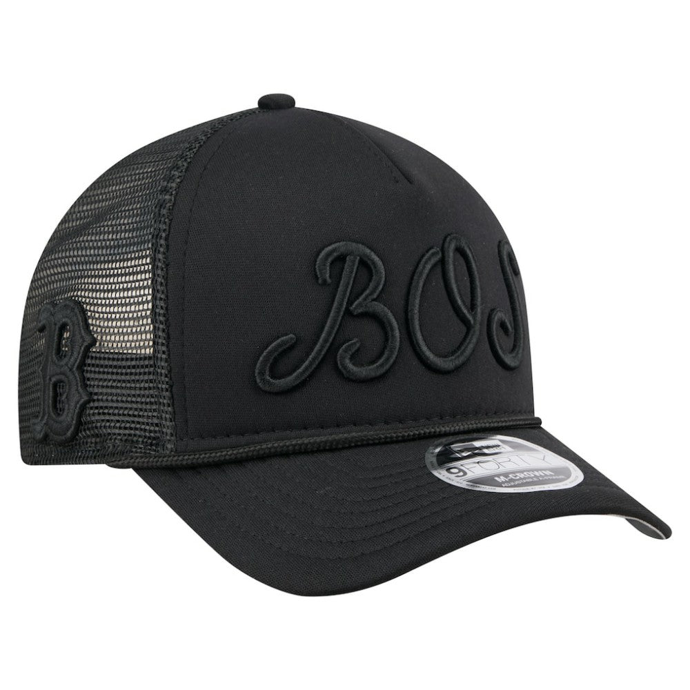 Boston Red Sox New Era City Initial 9FORTY A-Frame M-Crown Adjustable Trucker Hat - Black - New Era Discount