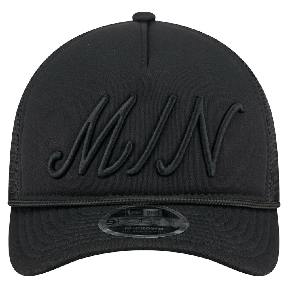 Minnesota Twins New Era City Initial 9FORTY A-Frame M-Crown Adjustable Trucker Hat - Black - New Era Sale