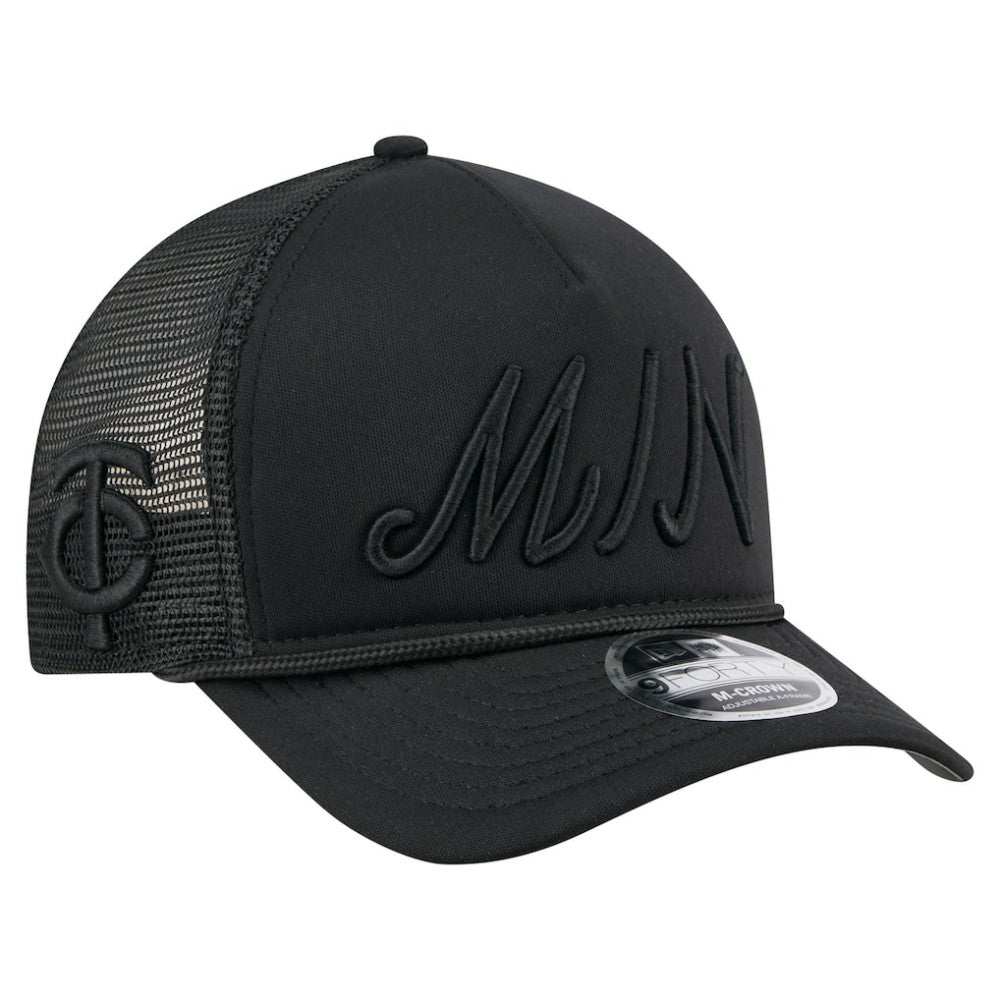 Minnesota Twins New Era City Initial 9FORTY A-Frame M-Crown Adjustable Trucker Hat - Black - New Era Sale