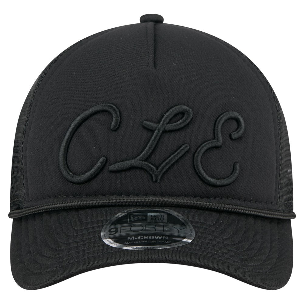 Cleveland Guardians New Era City Initial 9FORTY A-Frame M-Crown Adjustable Trucker Hat - Black - New Era Sale