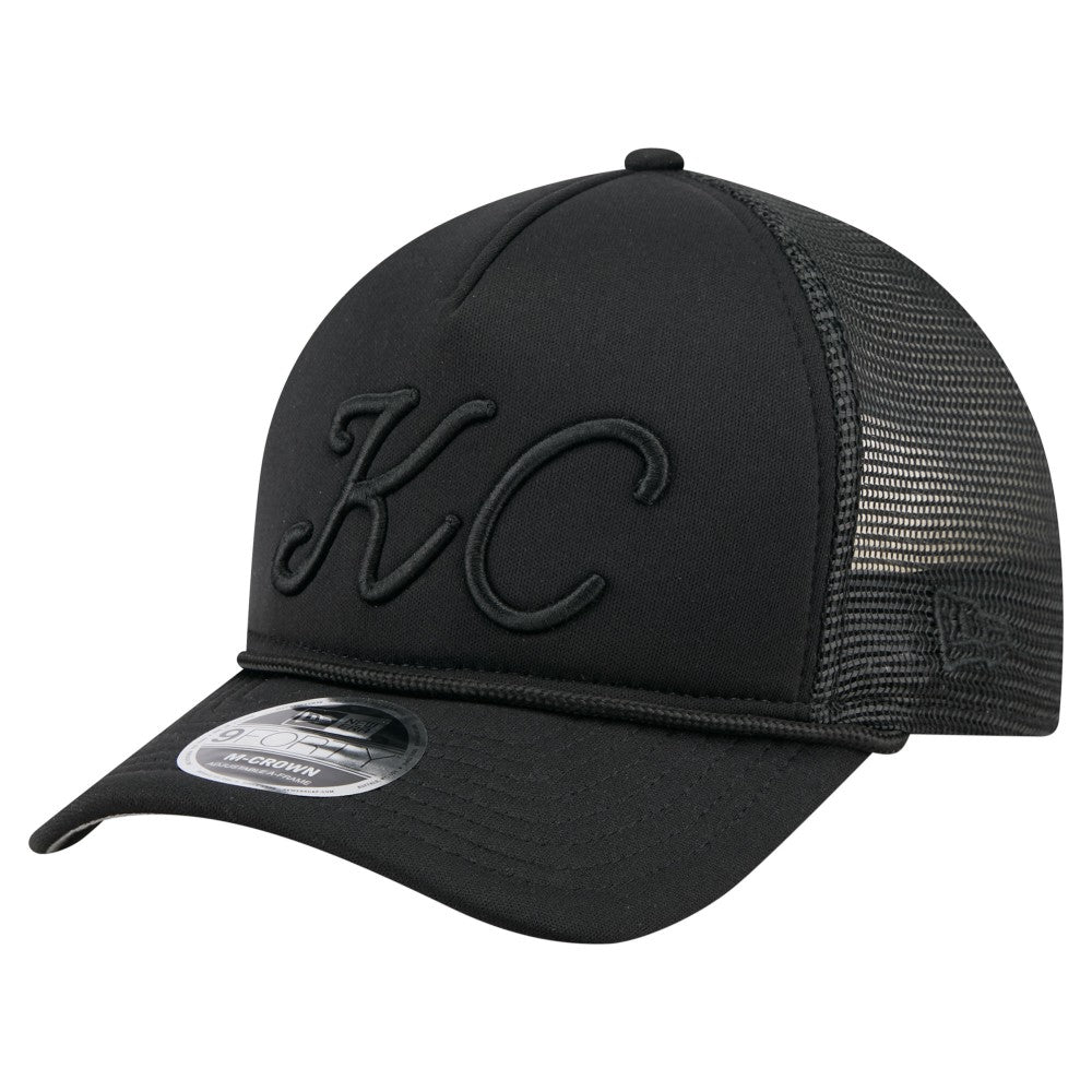 Kansas City Royals New Era City Initial 9FORTY A-Frame M-Crown Adjustable Trucker Hat - Black - New Era Lifestyle