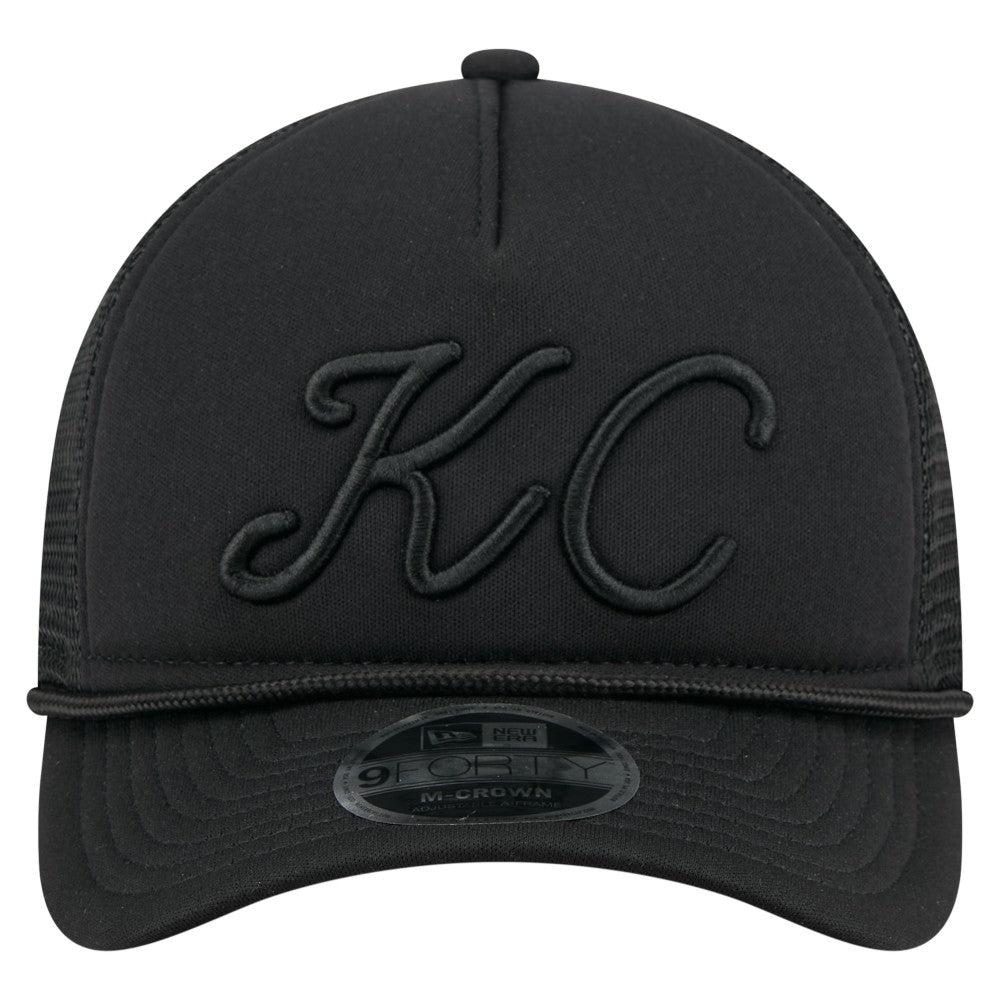 Kansas City Royals New Era City Initial 9FORTY A-Frame M-Crown Adjustable Trucker Hat - Black - New Era Lifestyle