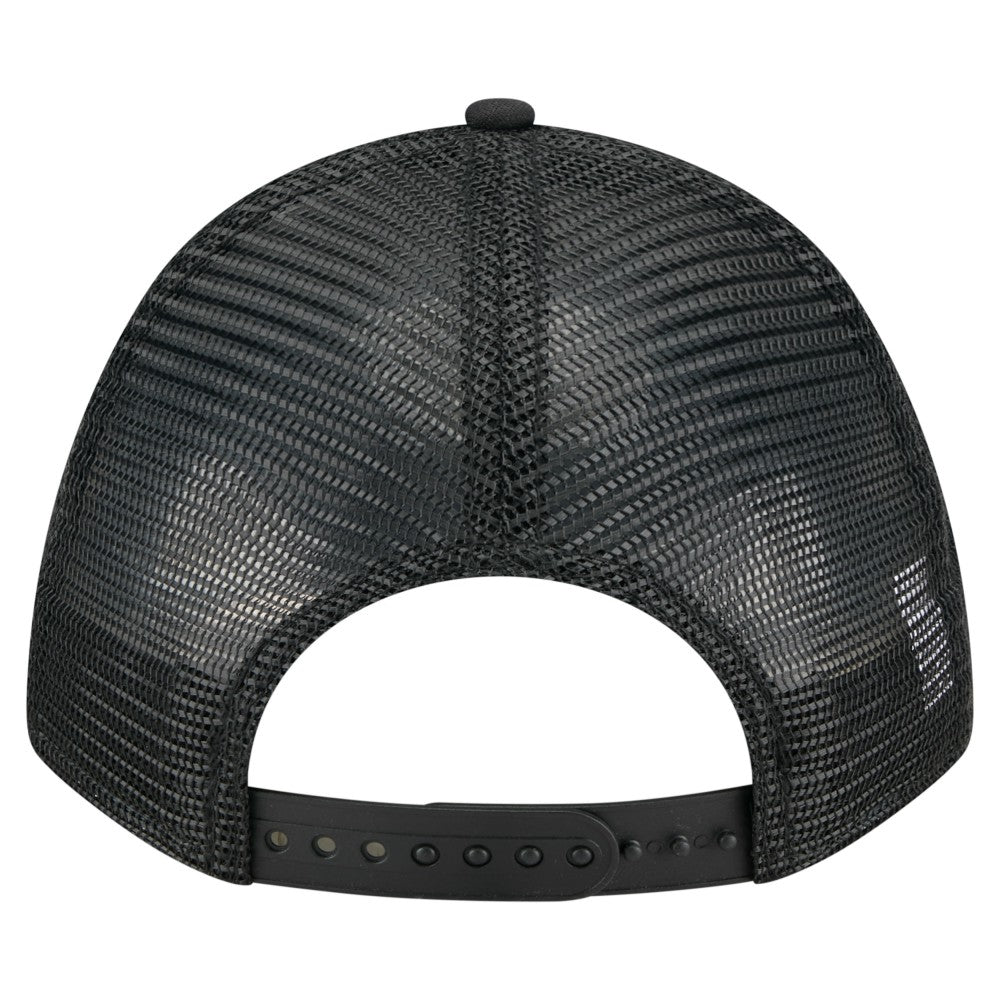 Miami Marlins New Era City Initial 9FORTY A-Frame M-Crown Adjustable Trucker Hat - Black - New Era Lifestyle