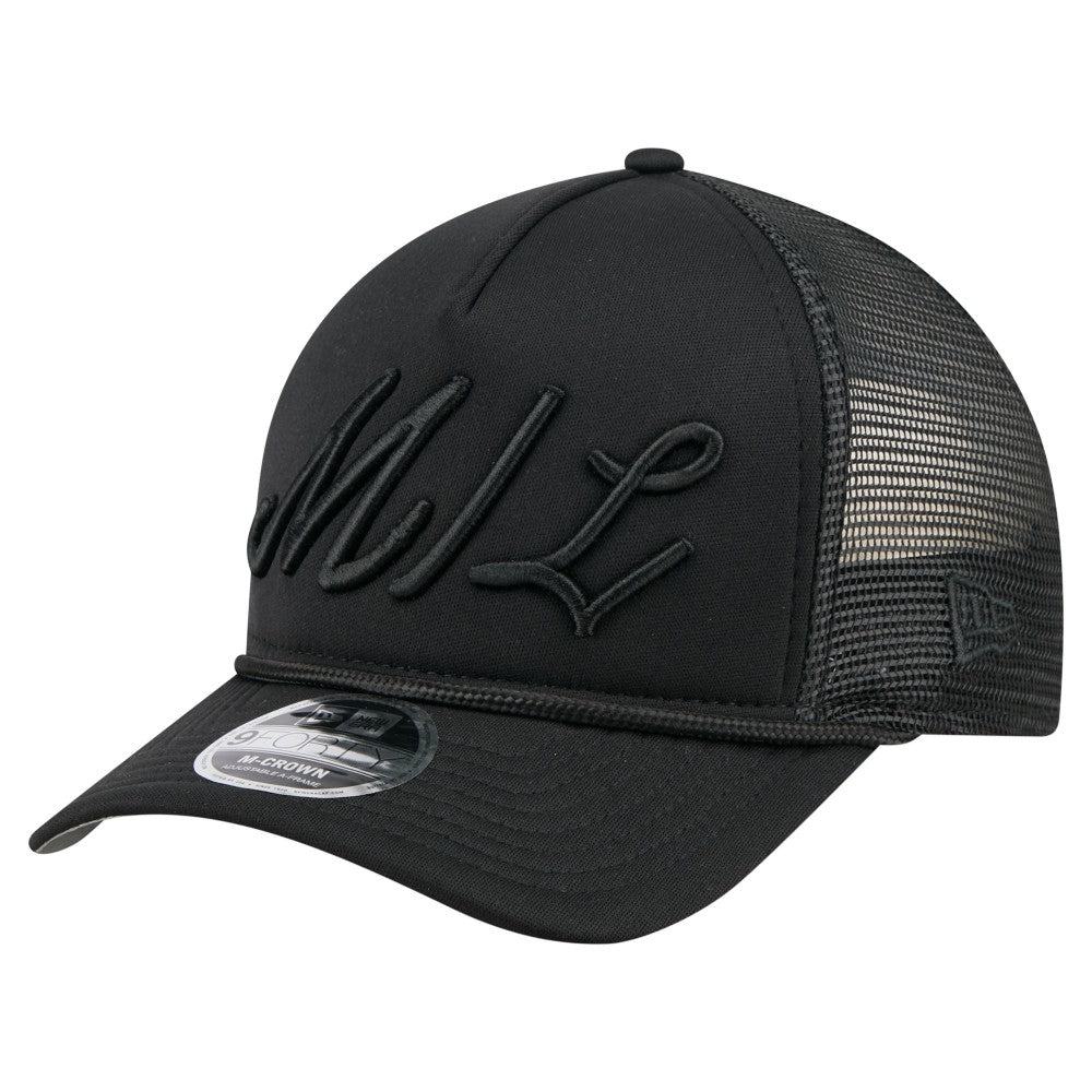 Milwaukee Brewers New Era City Initial 9FORTY A-Frame M-Crown Adjustable Trucker Hat - Black - New Era on Sale