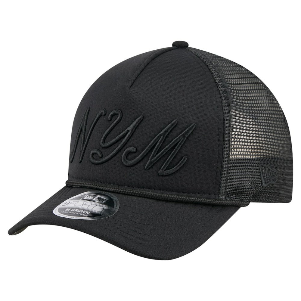New York Mets New Era City Initial 9FORTY A-Frame M-Crown Adjustable Trucker Hat - Black - New Era Sale