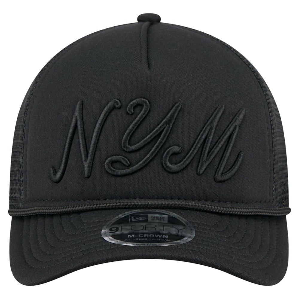New York Mets New Era City Initial 9FORTY A-Frame M-Crown Adjustable Trucker Hat - Black - New Era Sale