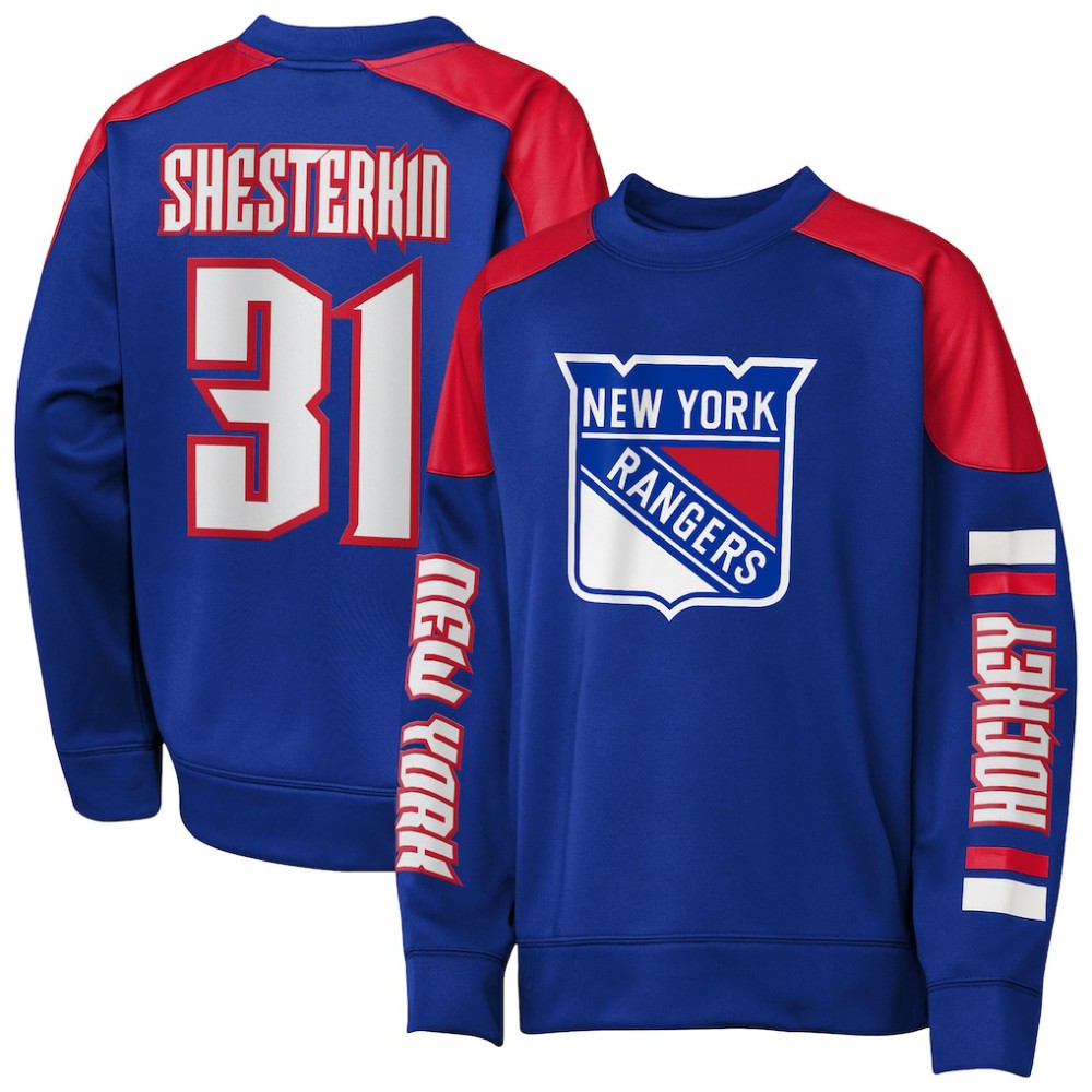 Igor Shesterkin New York Rangers Outerstuff Youth Best Defense Name & Number Crewneck Sweatshirt - Blue - NHL 202598469