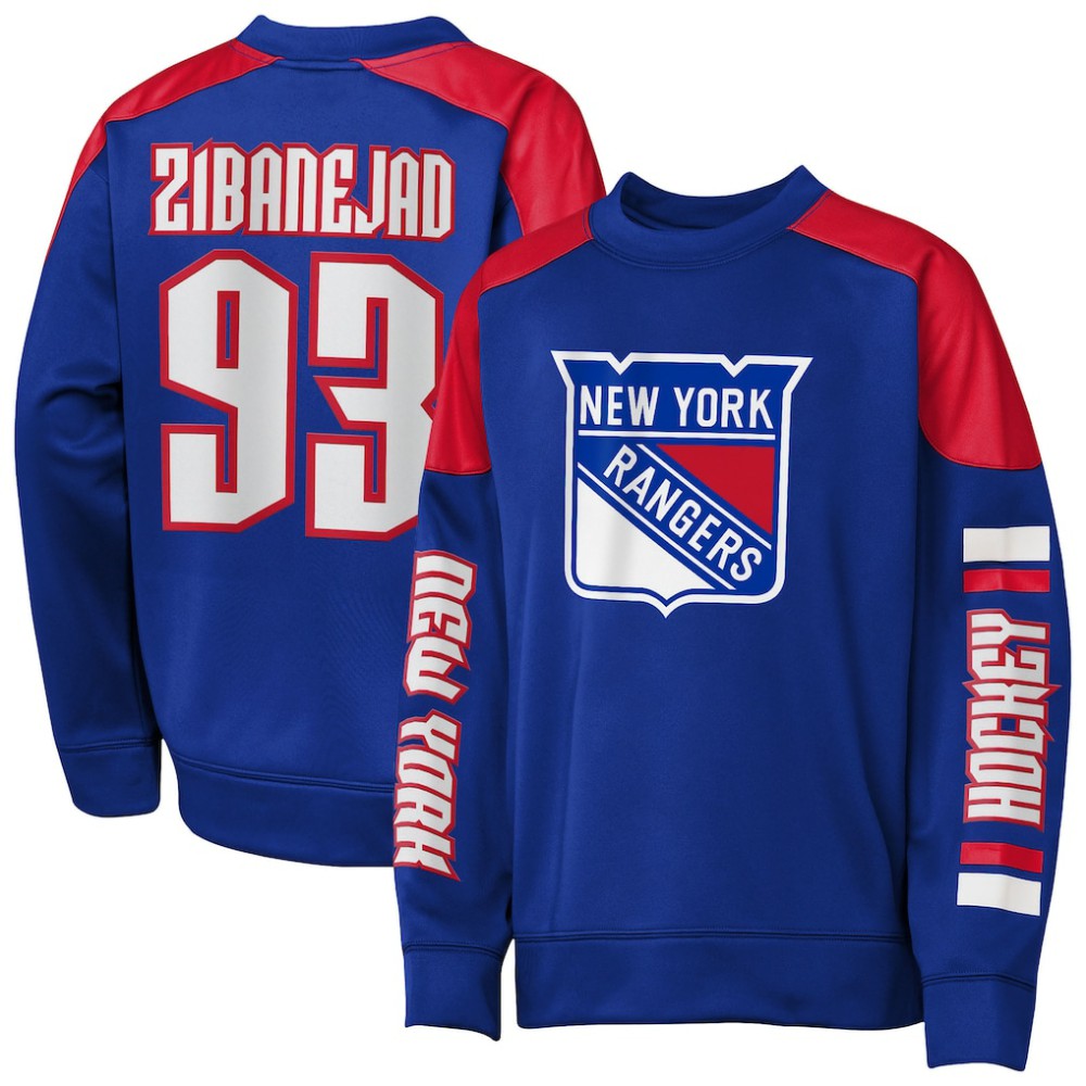 Mika Zibanejad New York Rangers Outerstuff Youth Best Defense Name & Number Crewneck Sweatshirt - Blue - NHL 202598470