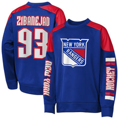 Mika Zibanejad New York Rangers Outerstuff Youth Best Defense Name & Number Crewneck Sweatshirt - Blue - NHL 202598470