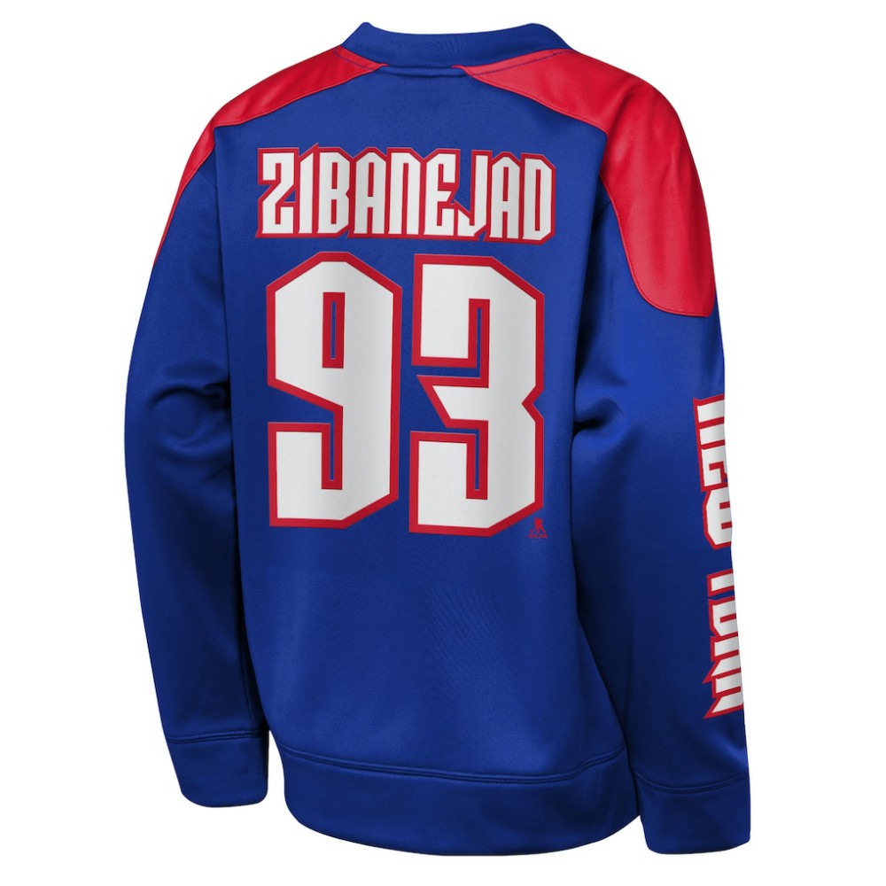Mika Zibanejad New York Rangers Outerstuff Youth Best Defense Name & Number Crewneck Sweatshirt - Blue - NHL 202598470