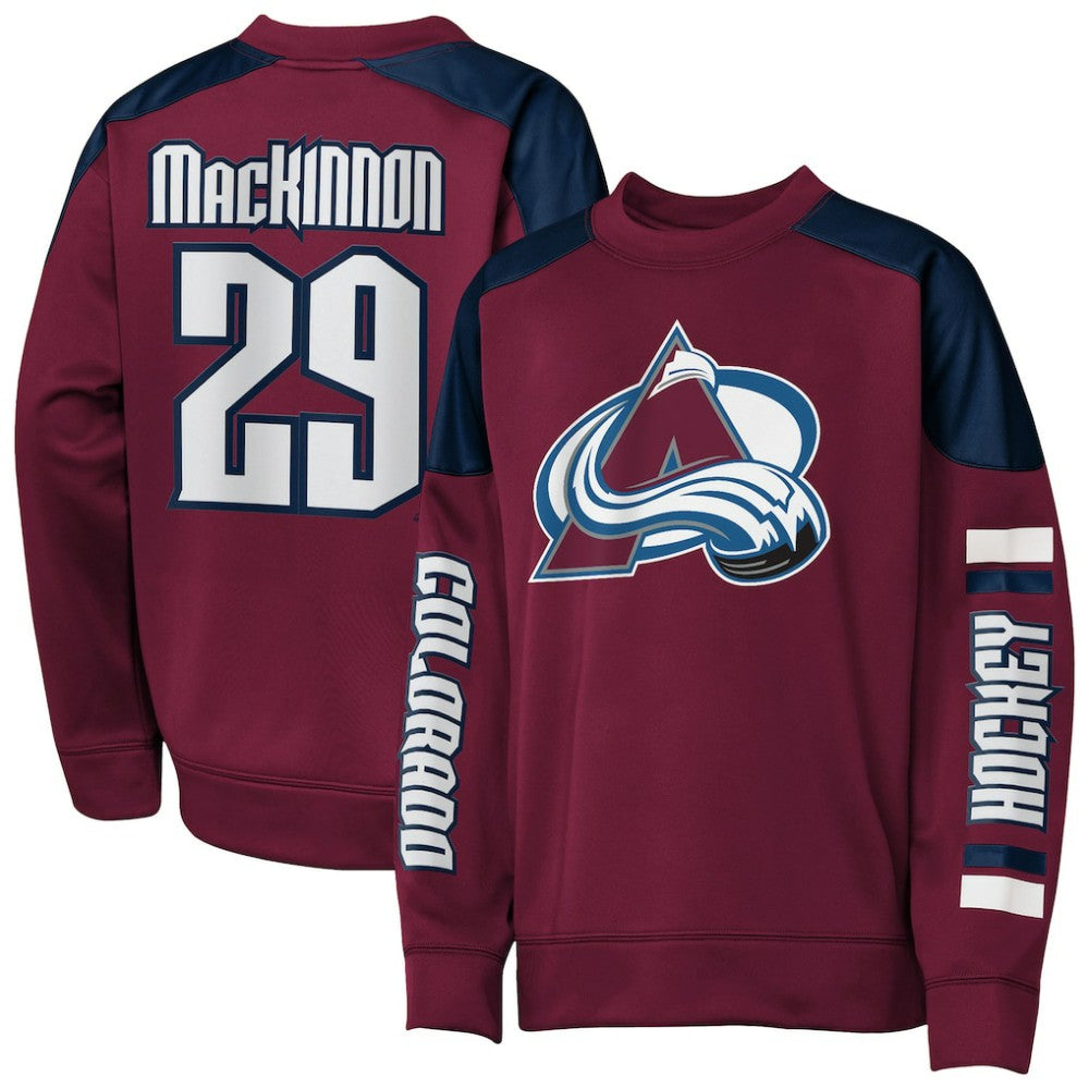 Nathan MacKinnon Colorado Avalanche Outerstuff Youth Best Defense Name & Number Crewneck Sweatshirt - Burgundy - NHL 202598473
