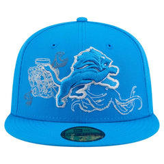 Detroit Lions New Era State Stitch 59FIFTY Fitted Hat Blue