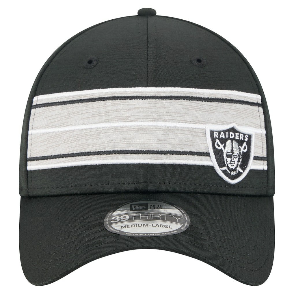 Las Vegas Raiders New Era Stripes 39THIRTY Flex Hat Black