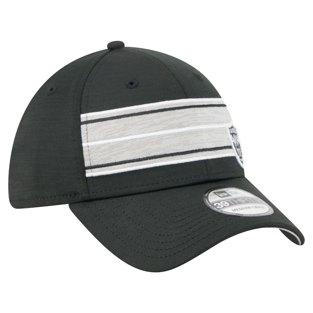 Las Vegas Raiders New Era Stripes 39THIRTY Flex Hat Black