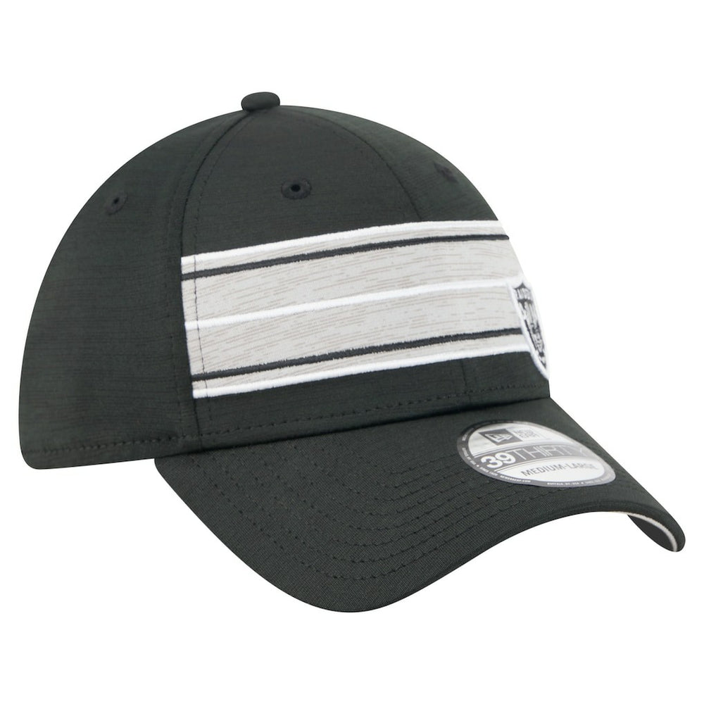 Las Vegas Raiders New Era Stripes 39THIRTY Flex Hat Black