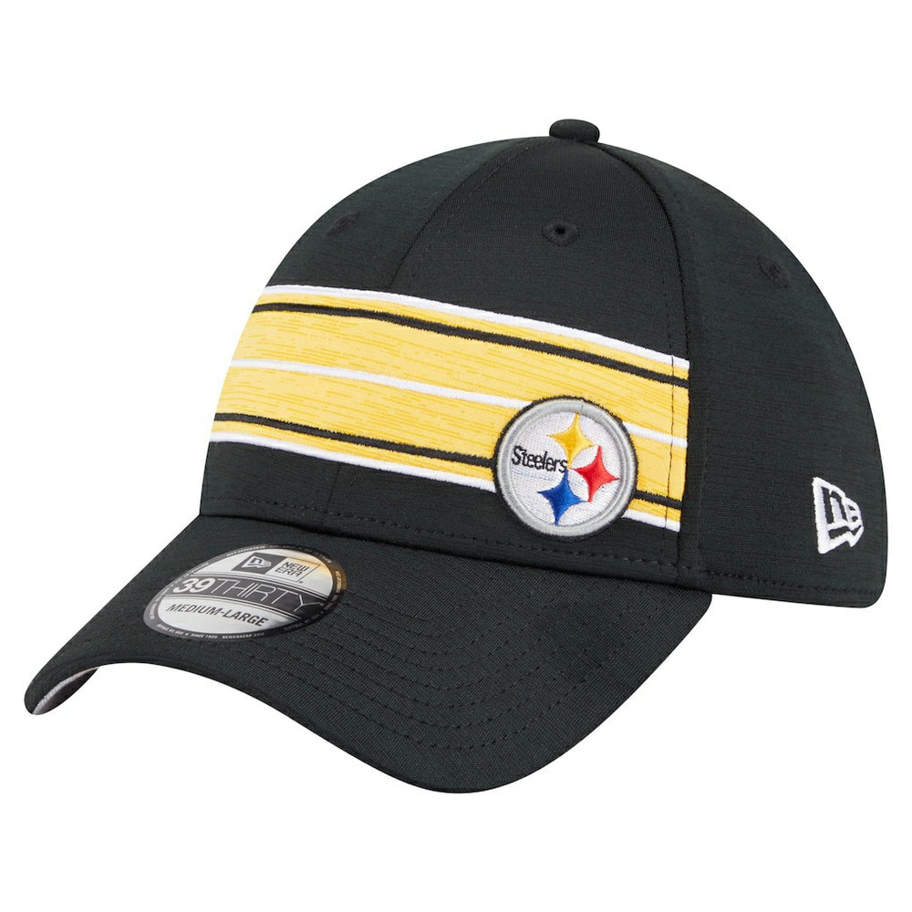 Pittsburgh Steelers New Era Stripes 39THIRTY Flex Hat Black