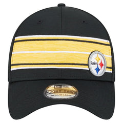 Pittsburgh Steelers New Era Stripes 39THIRTY Flex Hat Black