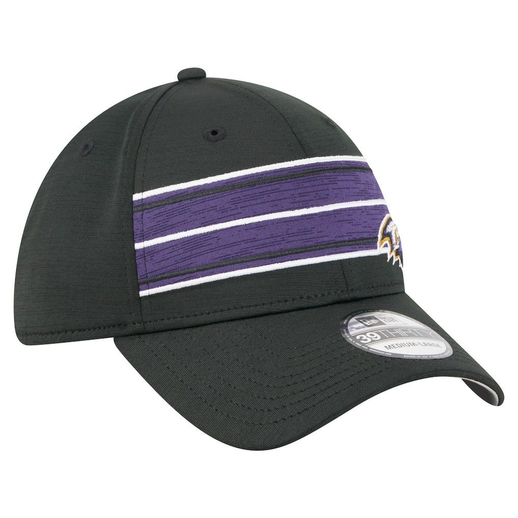 Baltimore Ravens New Era Stripes 39THIRTY Flex Hat Black