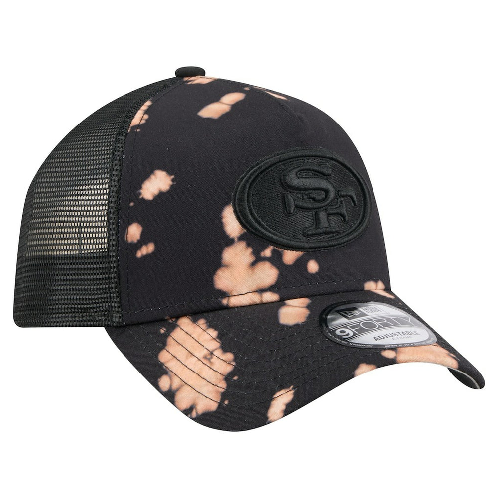 San Francisco 49ers New Era Bleached 9FORTY A-Frame Adjustable Hat Black