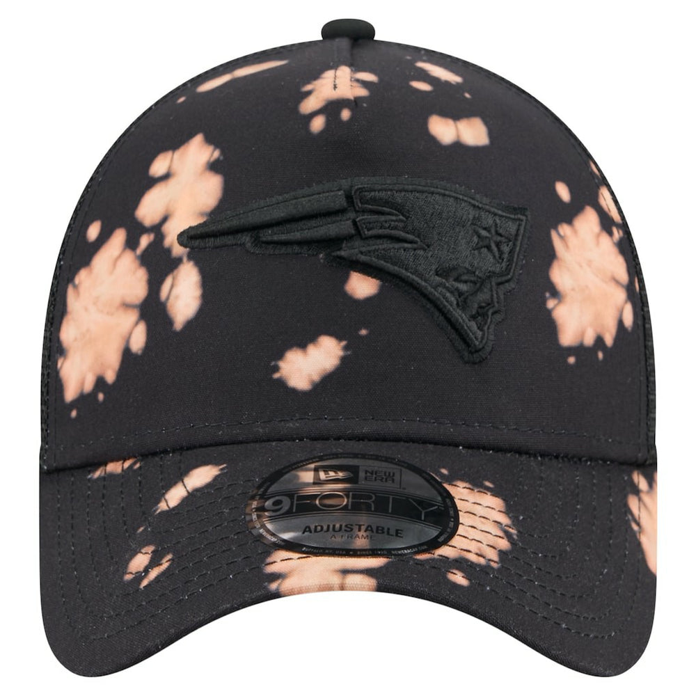 New England Patriots New Era Bleached 9FORTY A-Frame Adjustable Hat Black