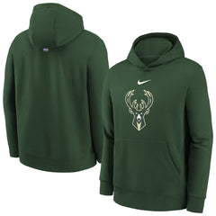 Milwaukee Bucks Youth 2025/26 Club Fleece Hoodie Hunter Green | Nike US