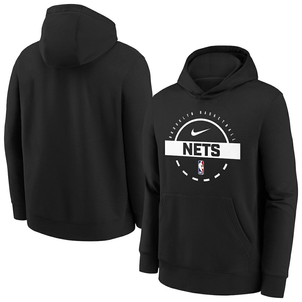 Brooklyn Nets Youth 2025/26 Club Fleece Practice Hoodie Black | Nike Lifestyle