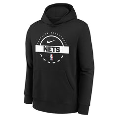 Brooklyn Nets Youth 2025/26 Club Fleece Practice Hoodie Black | Nike Lifestyle