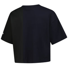 Atlanta Braves New Era Women's Upcycled Colorblocked Boxy Cropped T-Shirt - Navy - New Era on Sale