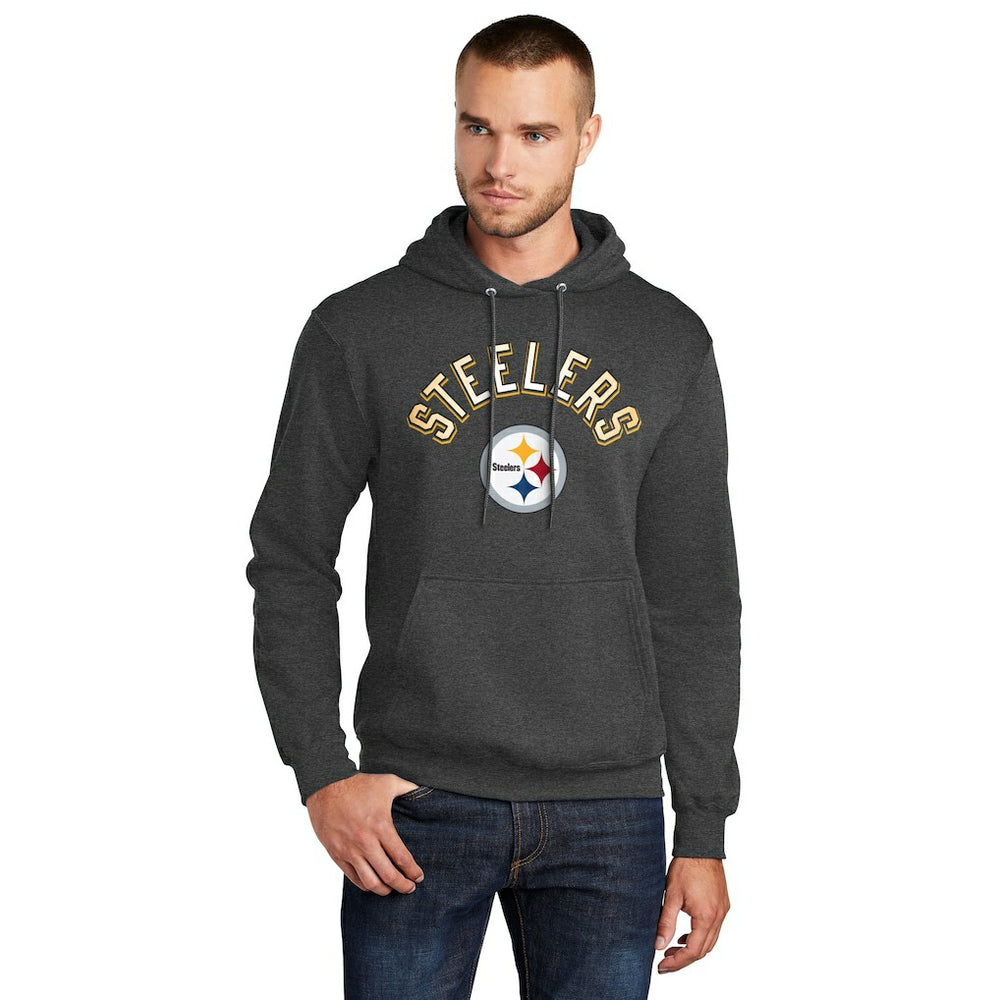Pittsburgh Steelers Starter Arch Over Logo Pullover Hoodie Charcoal
