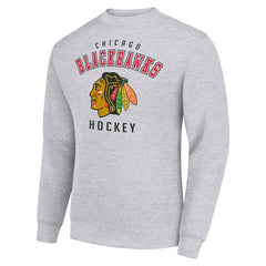 Chicago Blackhawks Men's Starter Team Logo Fleece Pullover Sweatshirt - Heather Gray - NHL 202601563