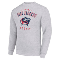 Columbus Blue Jackets Men's Starter Team Logo Fleece Pullover Sweatshirt - Heather Gray - NHL 202601566