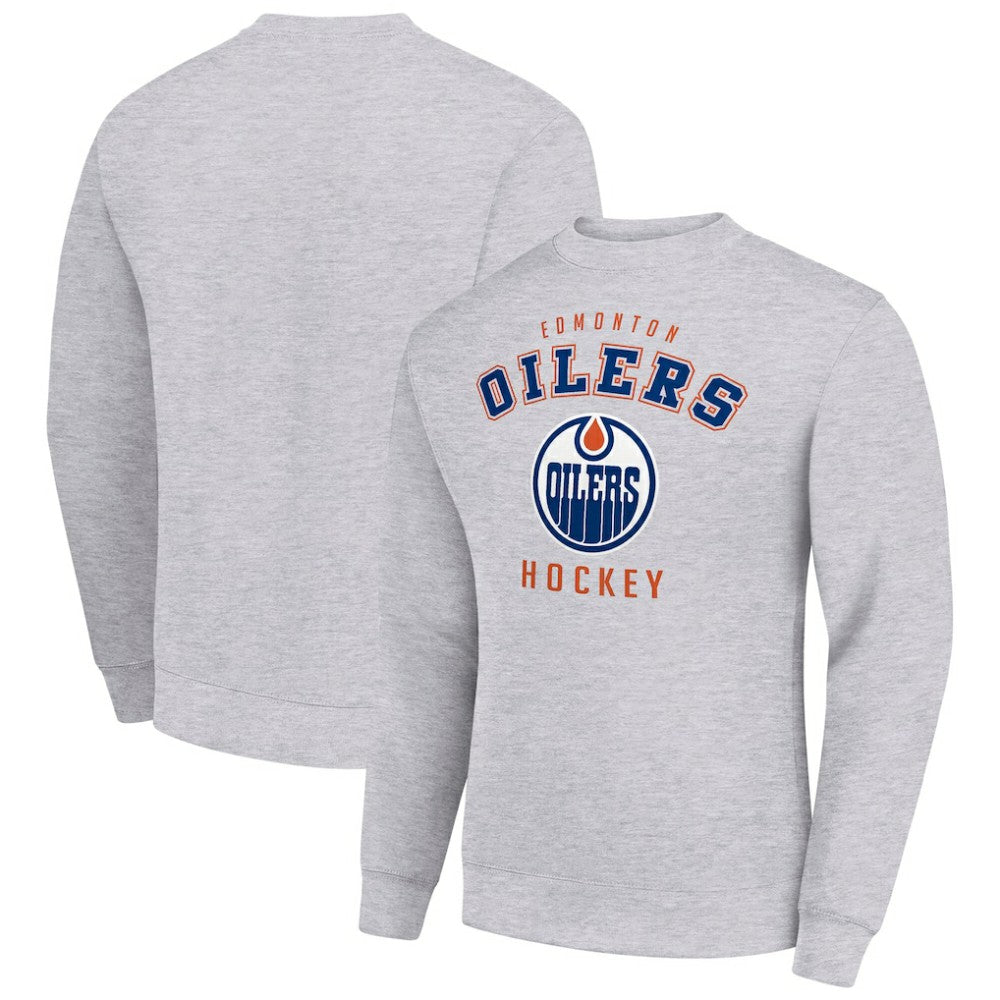 Edmonton Oilers Men's Starter Team Logo Fleece Pullover Sweatshirt - Heather Gray - NHL 202601569