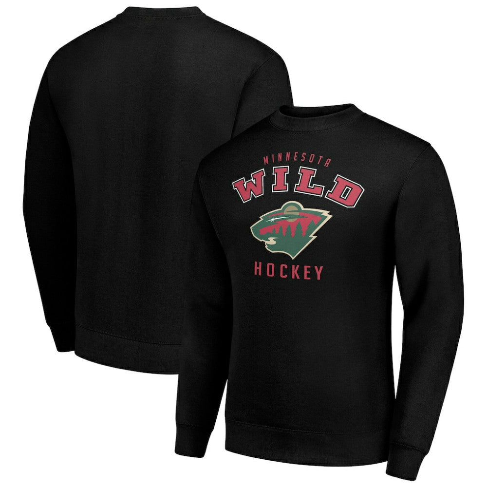 Minnesota Wild Men's Starter Team Logo Fleece Pullover Sweatshirt - Black - NHL 202601577