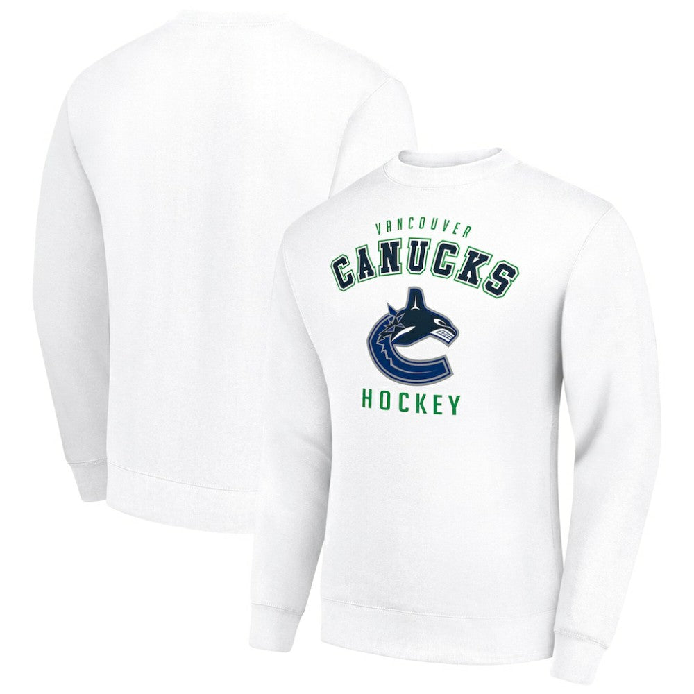 Vancouver Canucks Men's Starter Team Logo Fleece Pullover Sweatshirt - White - NHL 202601620