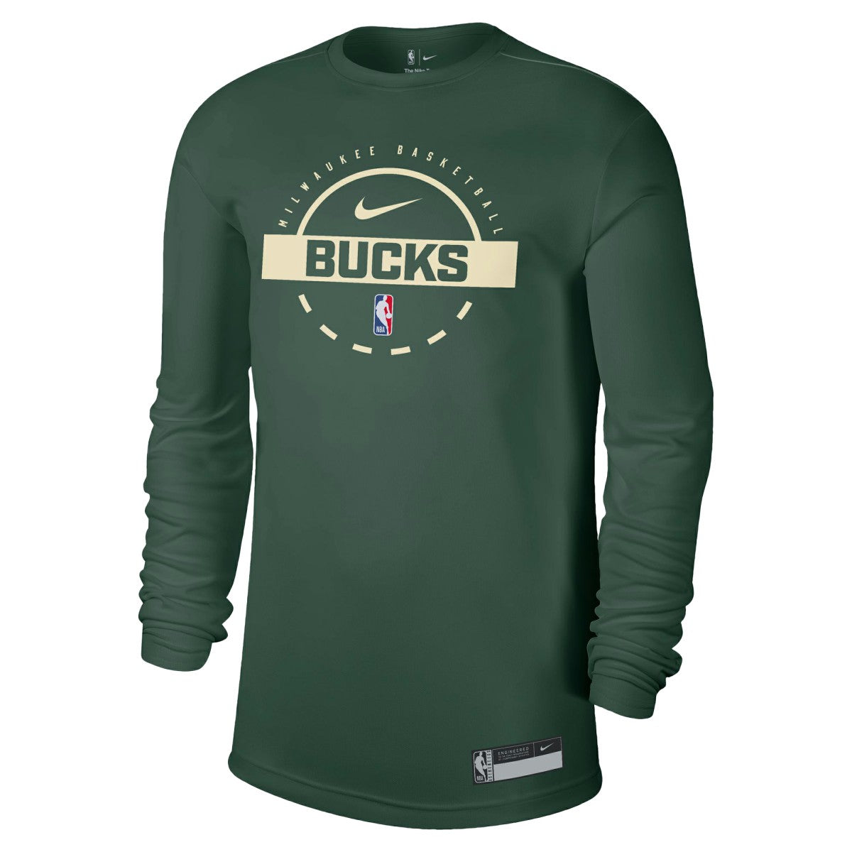 Milwaukee Bucks 2025/26 On-Court Flare Dri-FIT Practice Long Sleeve Tri-Blend T-Shirt Hunter Green | Nike Lifestyle