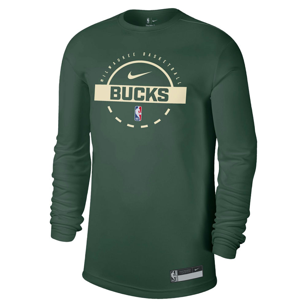 Milwaukee Bucks 2025/26 On-Court Flare Dri-FIT Practice Long Sleeve Tri-Blend T-Shirt Hunter Green | Nike Lifestyle