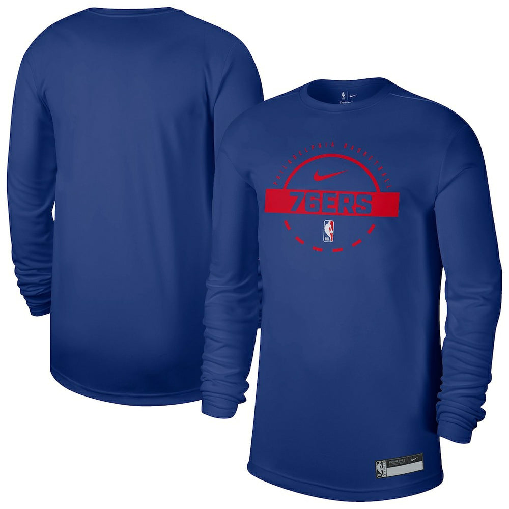 Philadelphia 76ers 2025/26 On-Court Flare Dri-FIT Practice Long Sleeve Tri-Blend T-Shirt Royal | Nike for sale