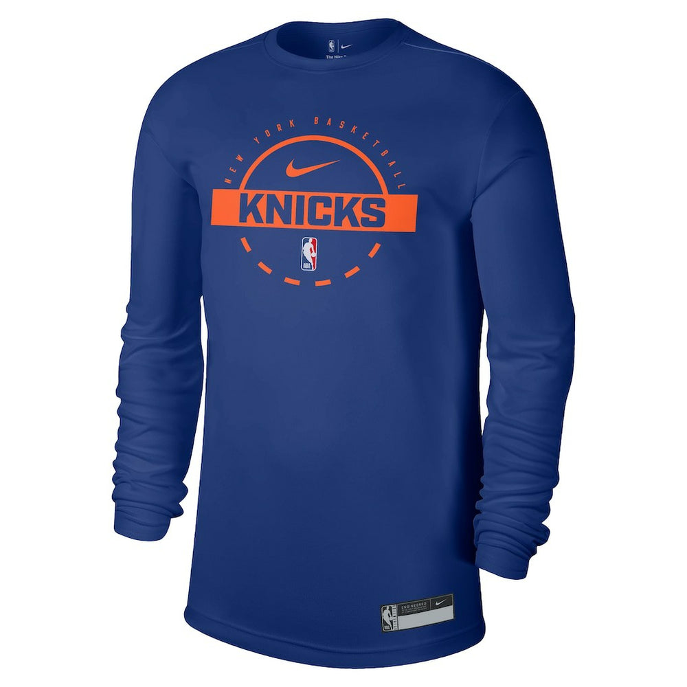 New York Knicks 2025/26 On-Court Flare Dri-FIT Practice Long Sleeve Tri-Blend T-Shirt Blue | Nike