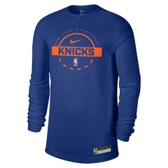 New York Knicks 2025/26 On-Court Flare Dri-FIT Practice Long Sleeve Tri-Blend T-Shirt Blue | Nike