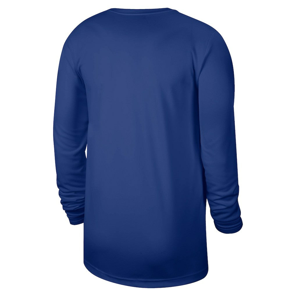 New York Knicks 2025/26 On-Court Flare Dri-FIT Practice Long Sleeve Tri-Blend T-Shirt Blue | Nike
