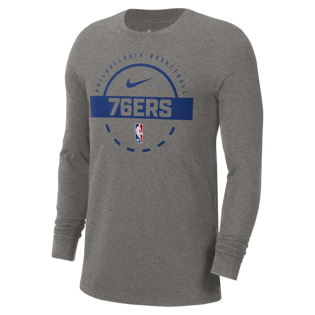 Philadelphia 76ers Authentic Long Sleeve Practice T-Shirt Charcoal | Nike Lifestyle