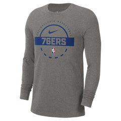 Philadelphia 76ers Authentic Long Sleeve Practice T-Shirt Charcoal | Nike Lifestyle